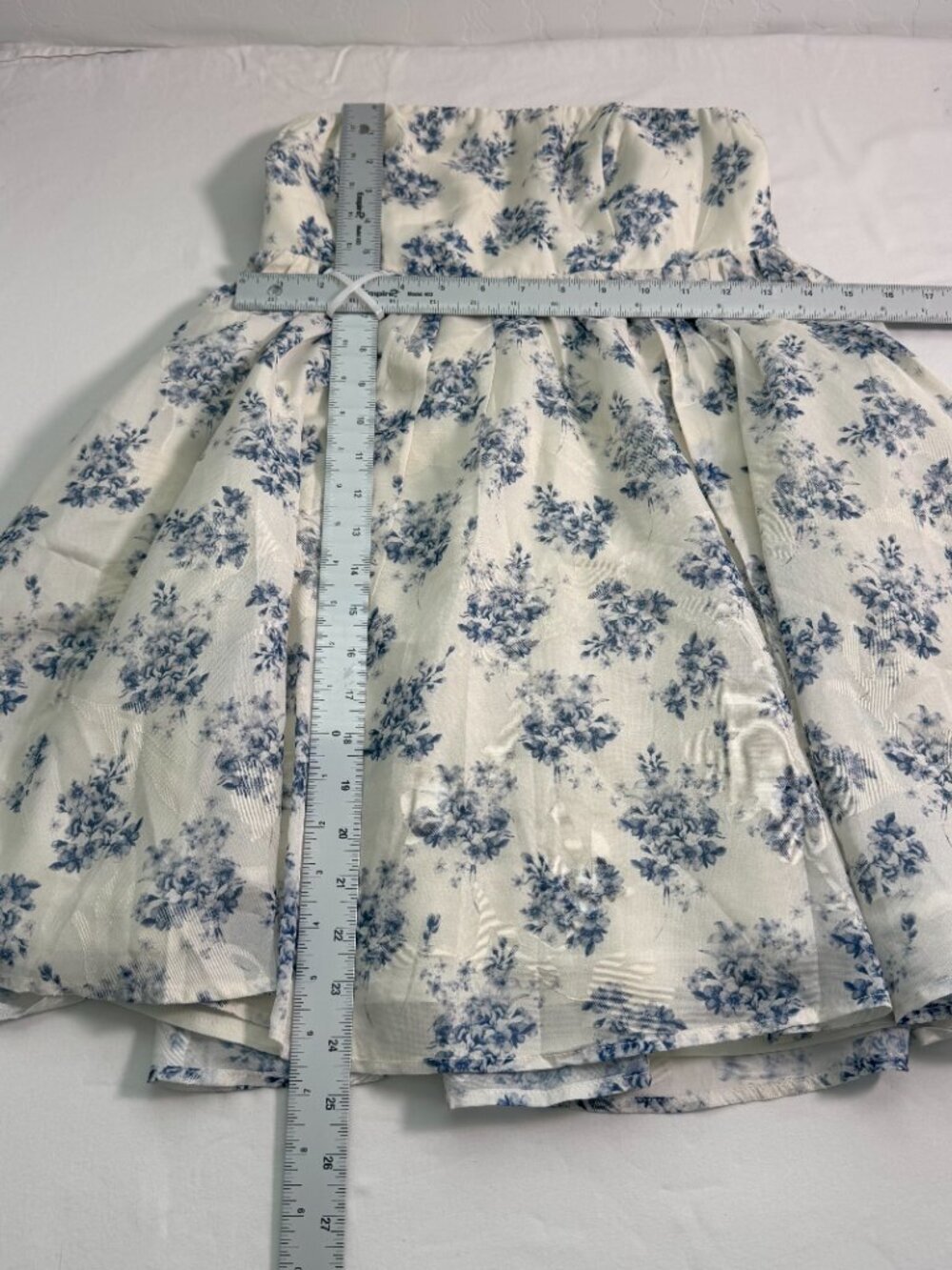 Selfie Leslie Strapless Babydoll Mini Dress Blue Floral XS NWT Cottagecore - Picture 6 of 13